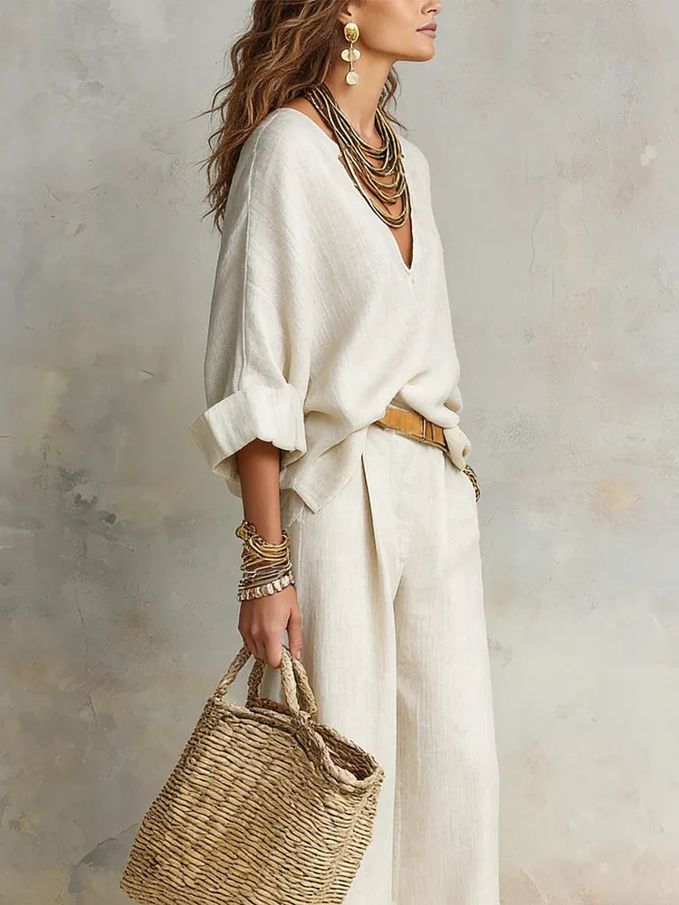 Off-White Leinen Resort Wear Set – Locker & Luftig