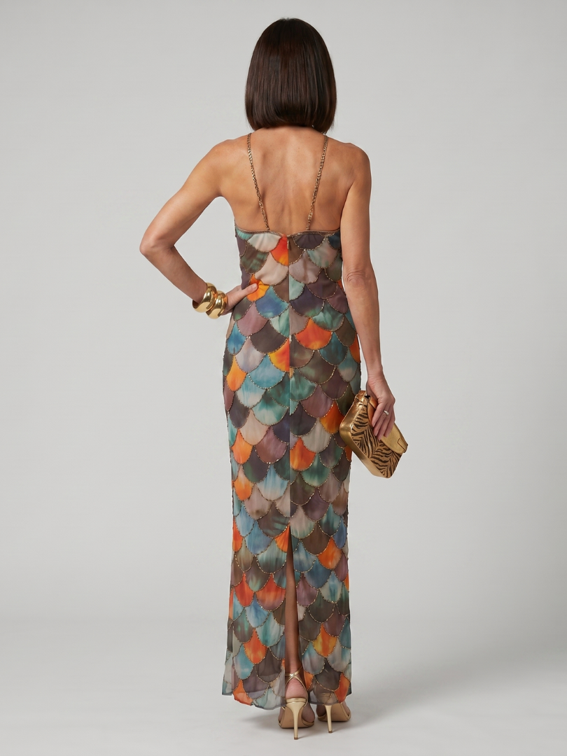 Larkin - Maxikleid mit mehrfarbigem Schuppenmuster
