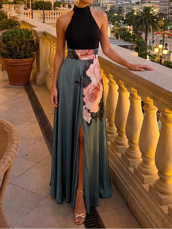 Olympas - Maxikleid mit Trägern und Blumenshirt