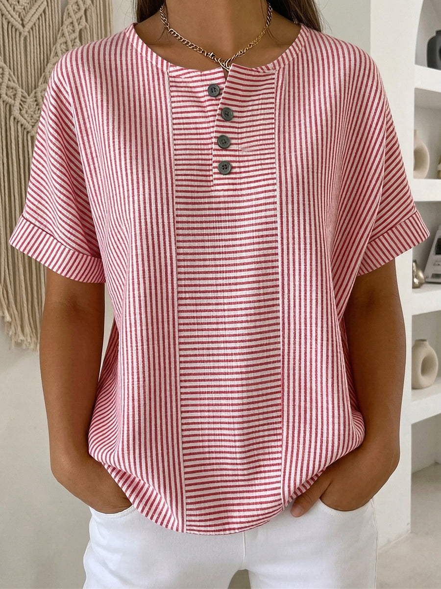 Selvara – Gestreifte Bluse mit Knopfleiste