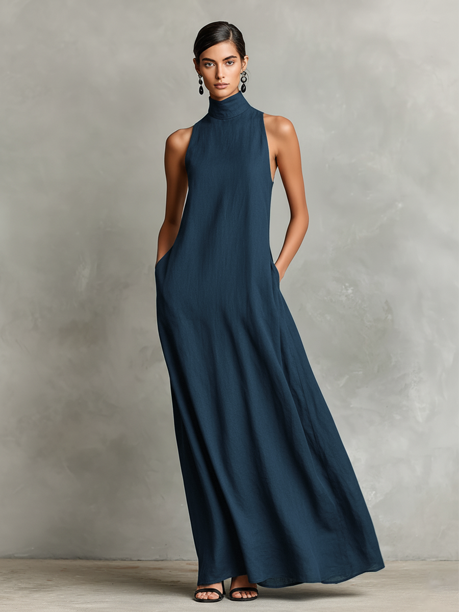 Imeria – Halter-Maxi-Kleid mit Seitentaschen