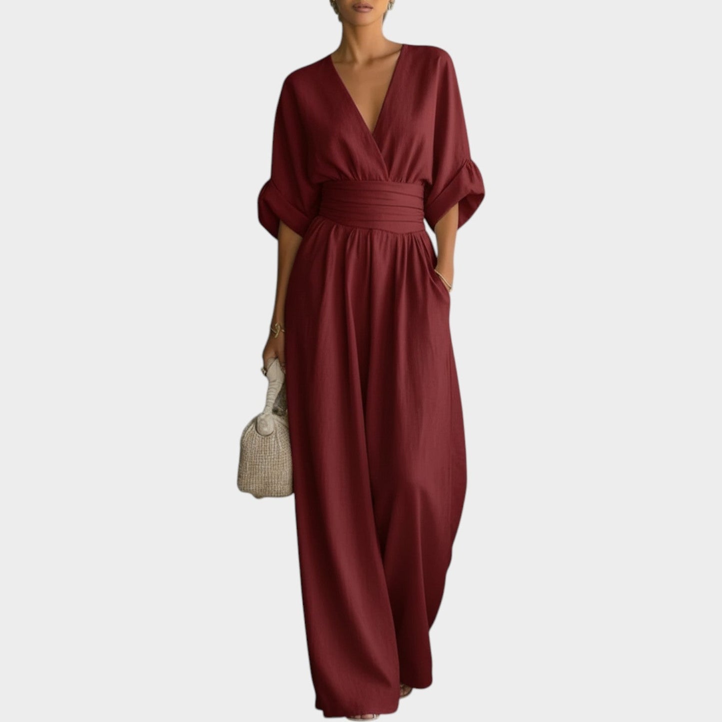 Weicher Drapierter Wide-Leg Jumpsuit