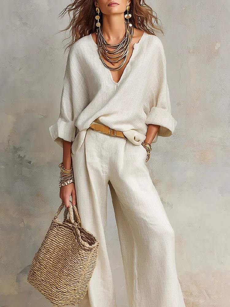 Off-White Leinen Resort Wear Set – Locker & Luftig