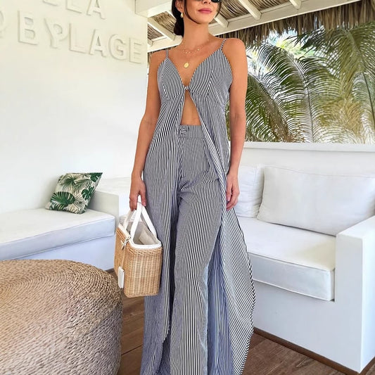 Aislinn | Gestreiftes Lounge-Set | Tank, Oberteil & Hose