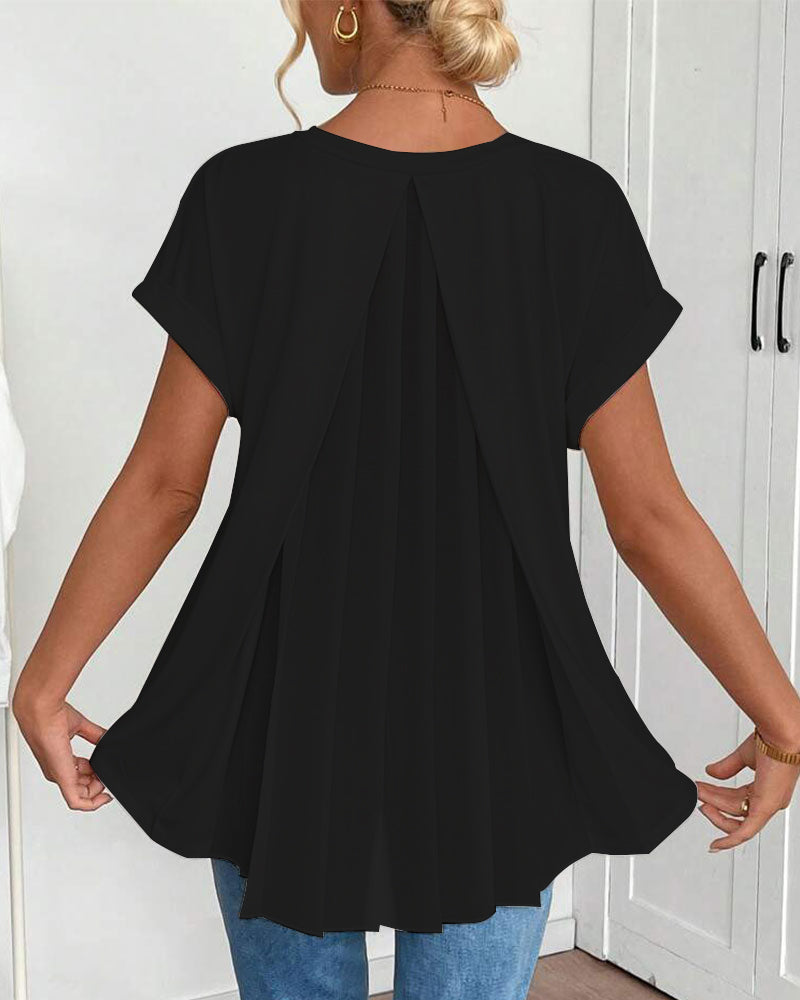 T-Shirt kurzärmelig einfarbig Patchwork