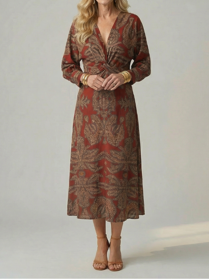 Lune - Midi-Wickelkleid Natur