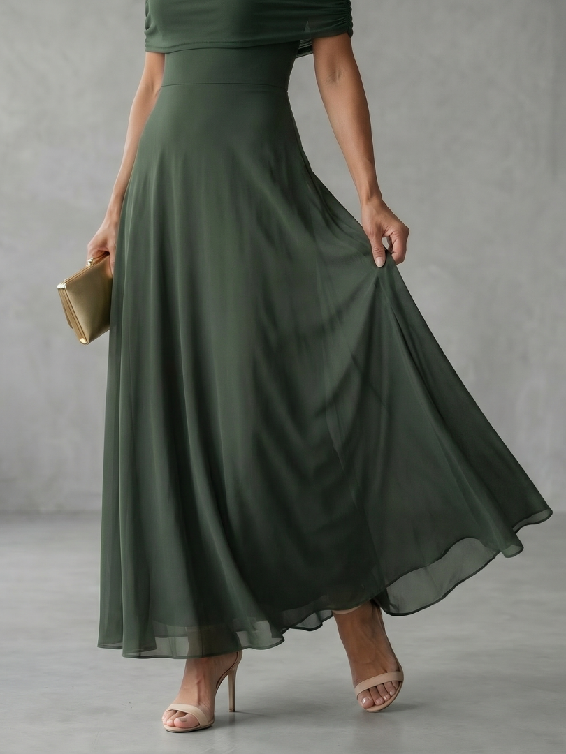 Juni - Midikleid mit Schulterfreier Drapierung