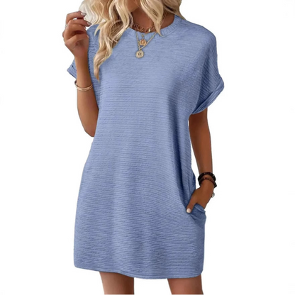 EVASHA™ – Lässiges Minimalistisches Sommerkleid mit Rundhalsausschnitt