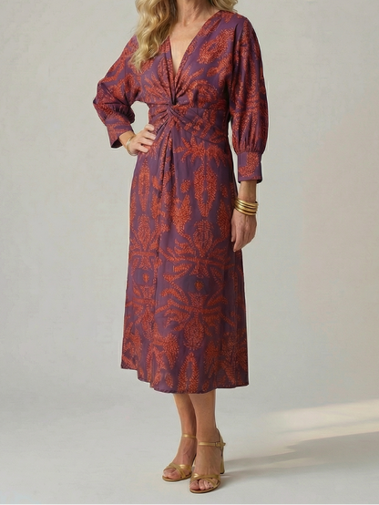Lune - Midi-Wickelkleid Natur