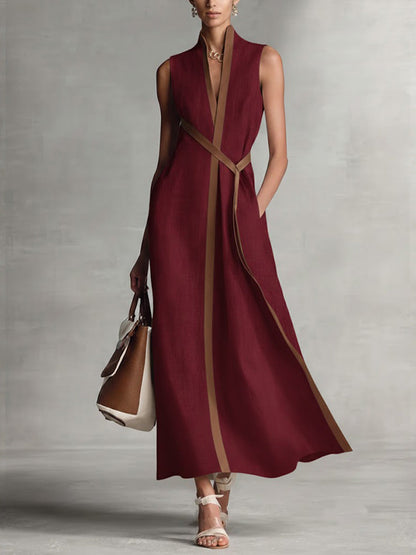 Rysella - Raffiniertes Leinen-Mix Wickel-Maxikleid