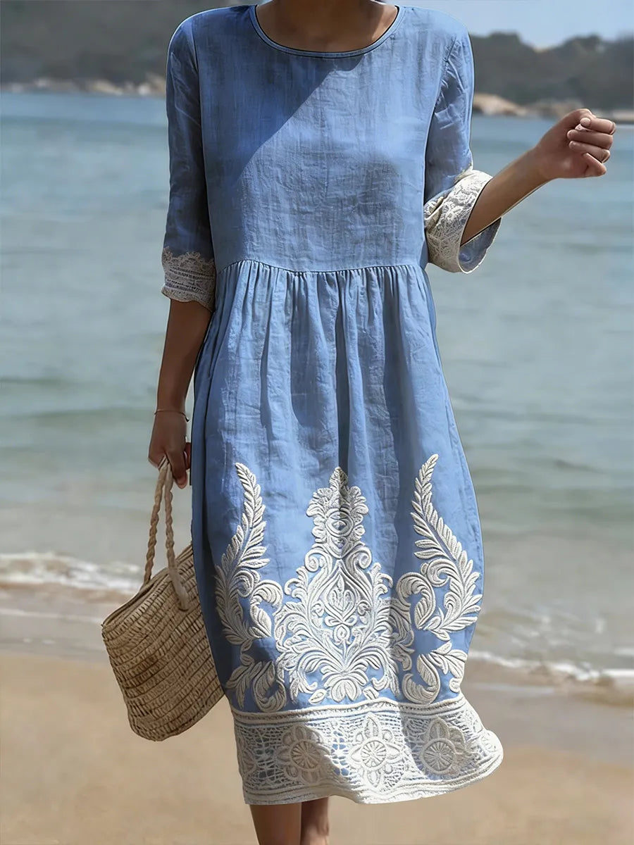 Tiffany | Midi-Kleid mit Pflanzen- & Blumenprint