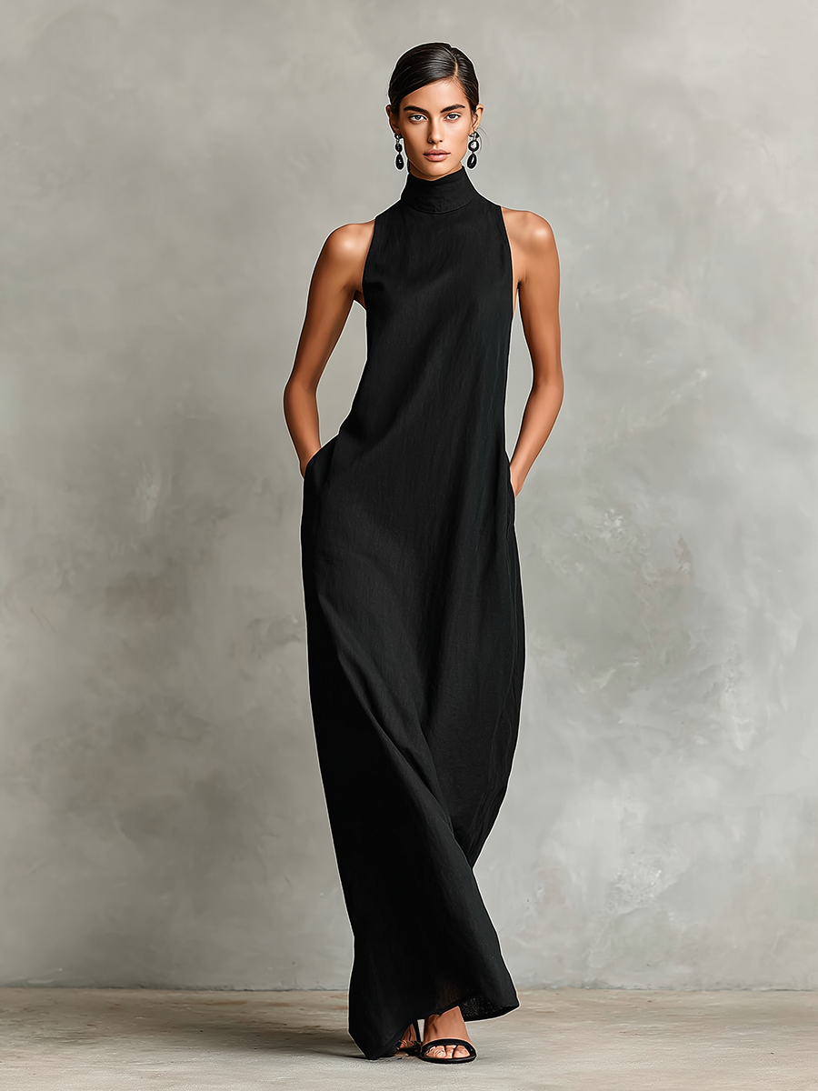Imeria – Halter-Maxi-Kleid mit Seitentaschen