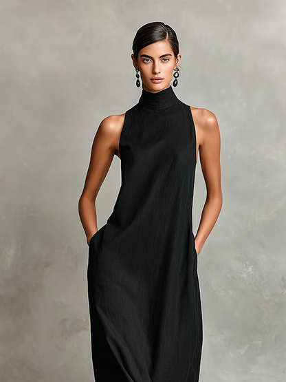 Imeria – Halter-Maxi-Kleid mit Seitentaschen