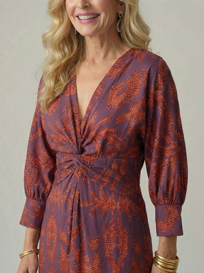Lune - Midi-Wickelkleid Natur