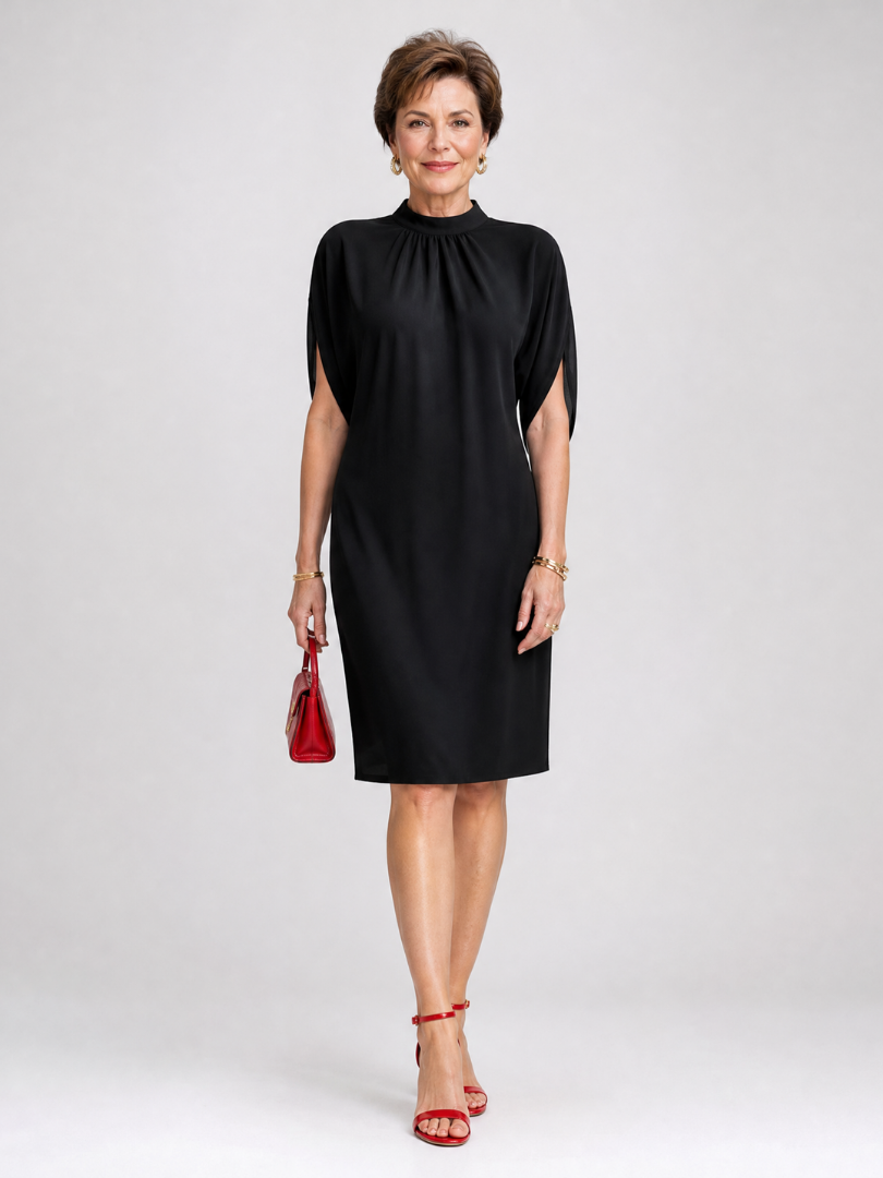 Ysoriah | Mini-Kleid mit Blumen-Bordürendruck, rundem Ausschnitt & Flatterärmeln
