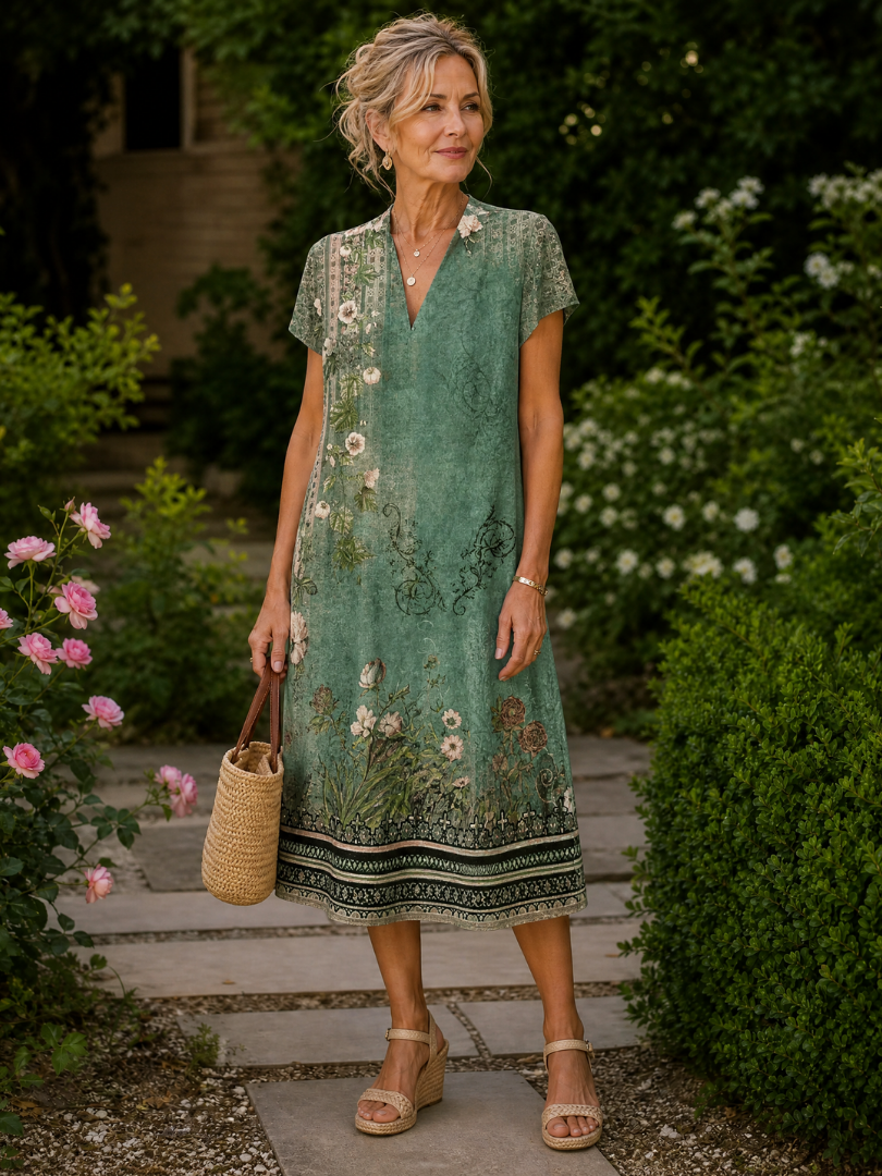 Earling | Midi-Kleid mit Kragen, Kurzarm & Knopfleiste | Leichter Sommerkleid-Look