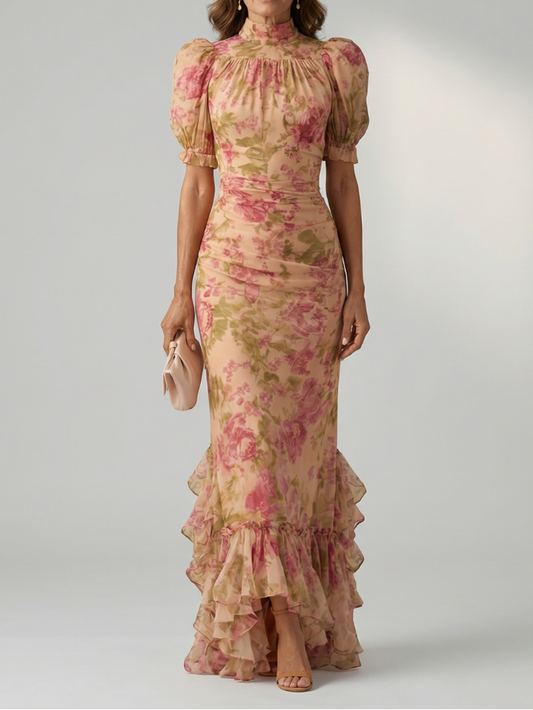 Vianne - Maxikleid mit weichem Stehkragen
