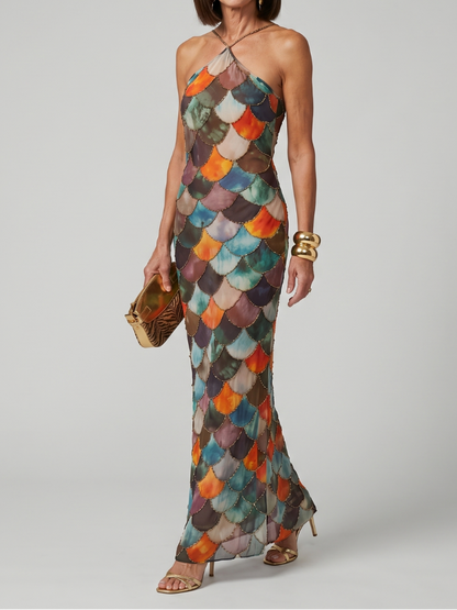 Larkin - Maxikleid mit mehrfarbigem Schuppenmuster