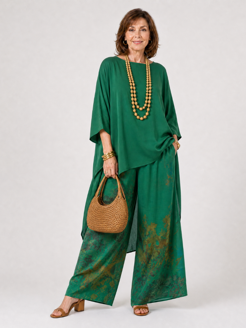 Talvienne | Zweiteiliges Set mit High-Low-Tunika & weitem Beinkleid