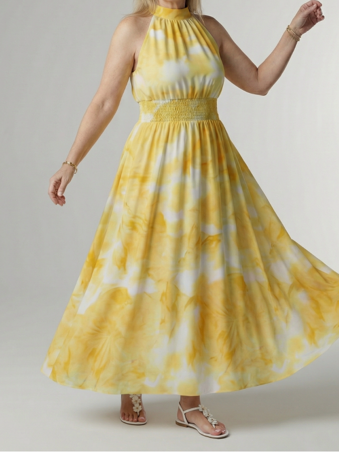 Sylin - Midikleid mit Neckholder und geraffter Taille