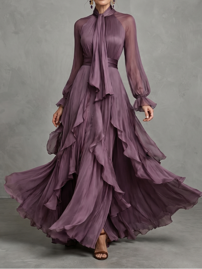 Demetria - Maxikleid mit Knotenausschnitt und Volants