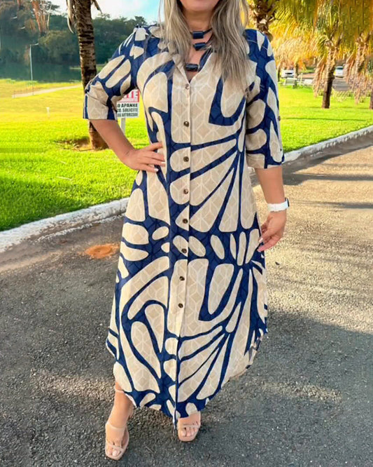 Bedrucktes Hemdenkleid mit Halbarm