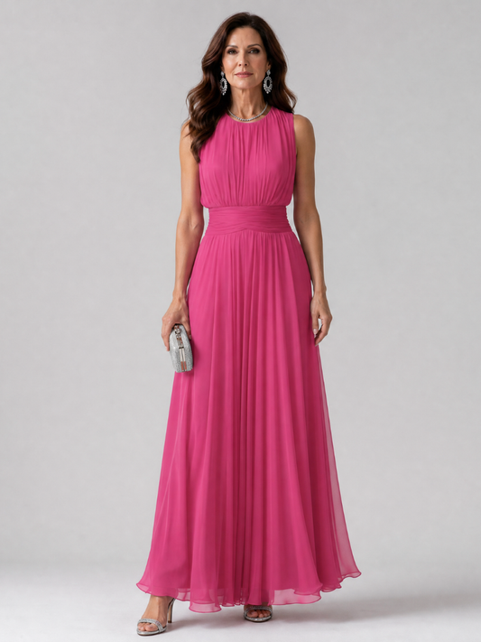 Simran | Ärmelloses Midi-Kleid mit geraffter Taille & fließendem Rock
