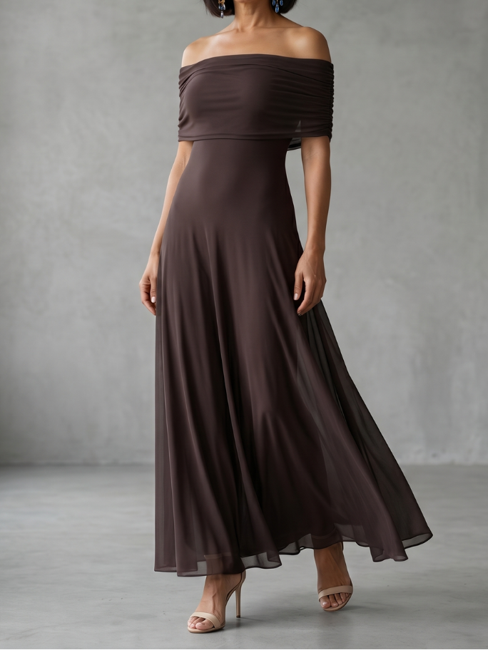 Juni - Midikleid mit Schulterfreier Drapierung