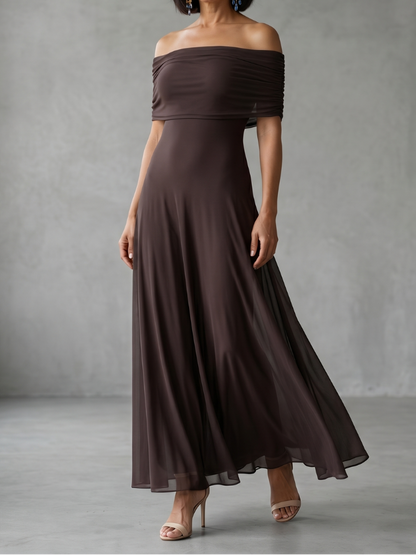 Juni - Midikleid mit Schulterfreier Drapierung