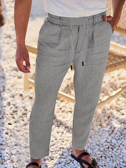 NICHOLS | WEITE LEINENHOSE MIT KORDEL