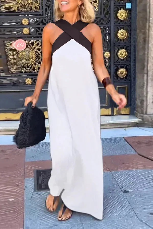 Rückenfreies Crossover-Maxi-Kleid in Lockerer Passform