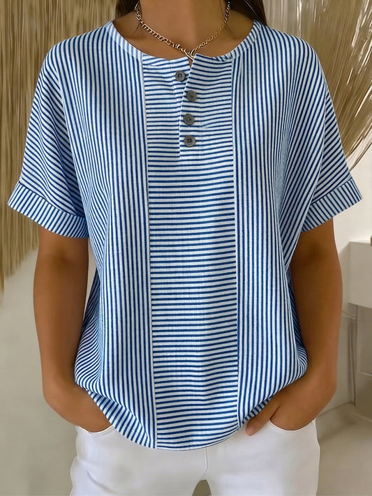 Selvara – Gestreifte Bluse mit Knopfleiste