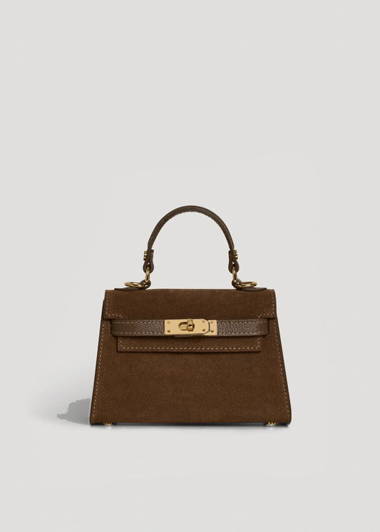 LINA MINI VELOURSLEDER SCHOKOLADENBRAUN UND TAUPE