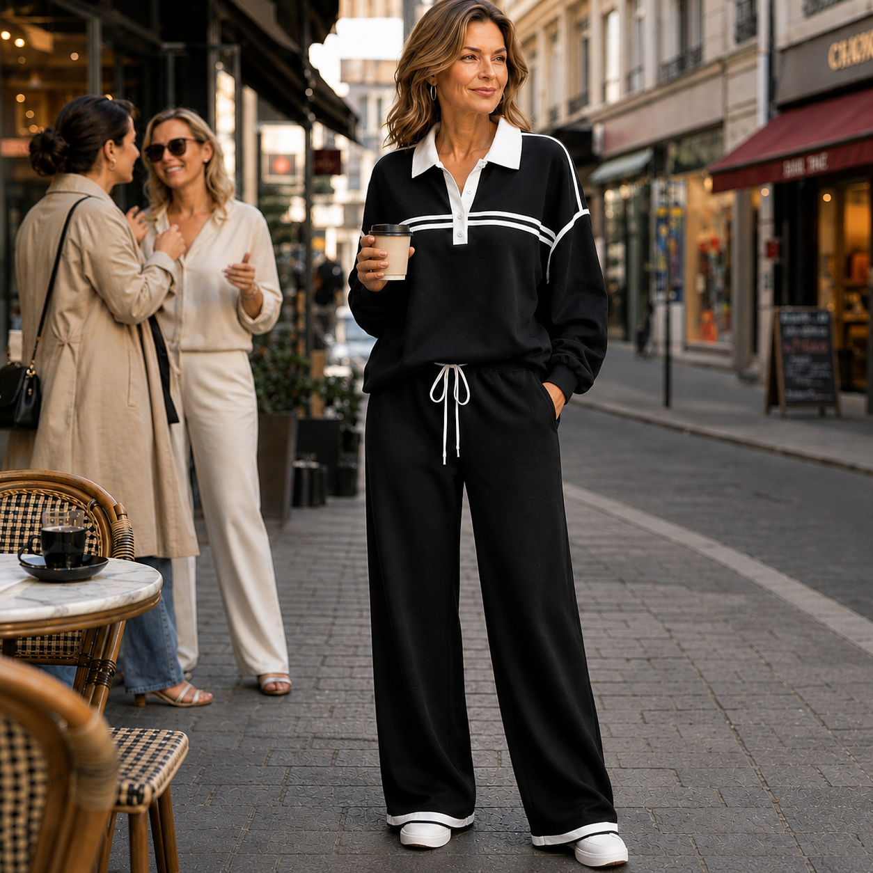 Lennox – Gestreiftes Patchwork-Strickset mit Wide-Leg Hose