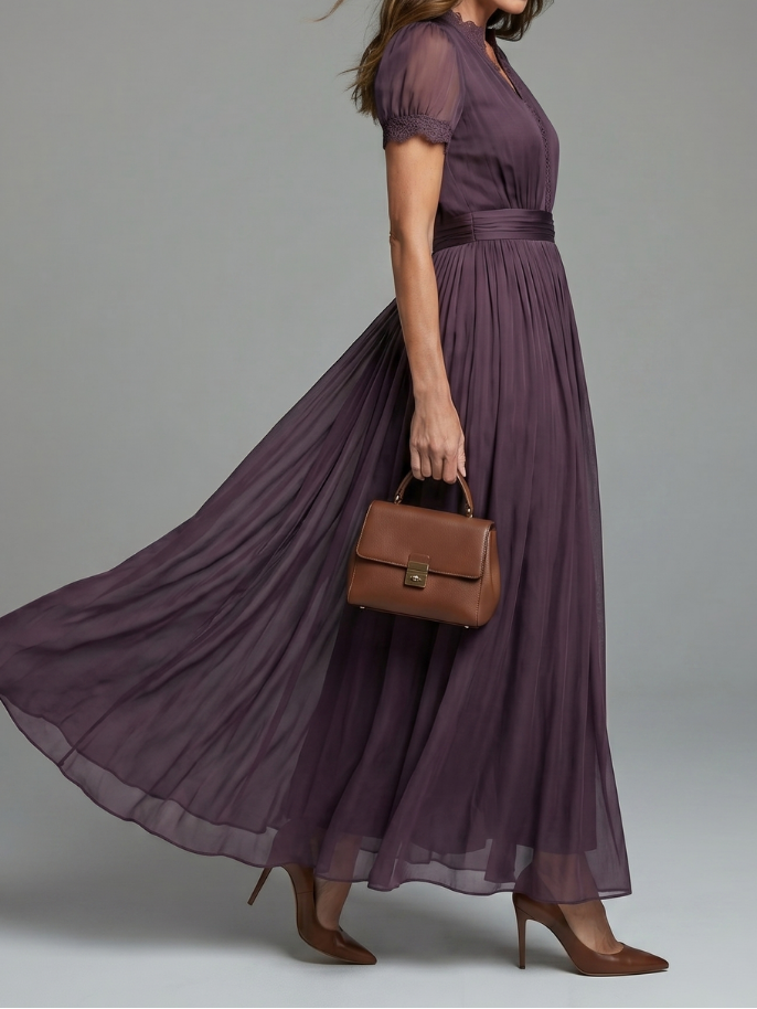 Elia - Maxikleid mit Geraffter Taille und Ausschnitt
