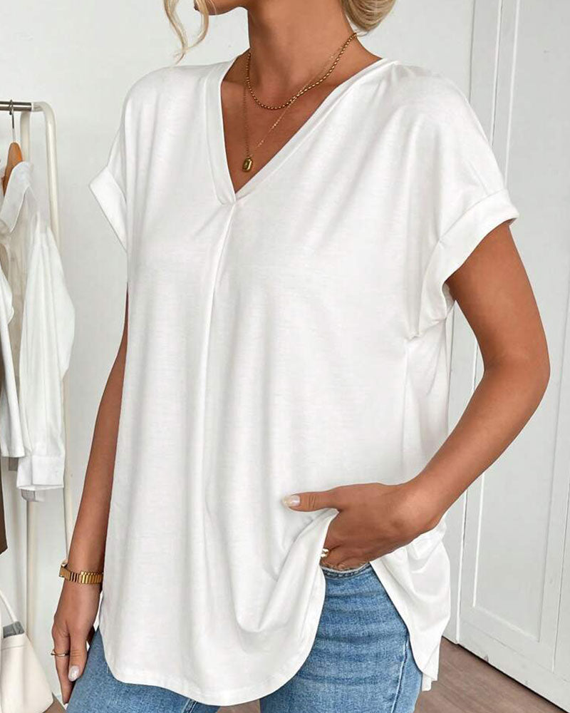 T-Shirt kurzärmelig einfarbig Patchwork