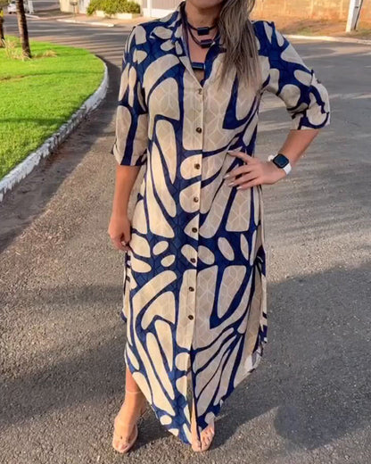 Bedrucktes Hemdenkleid mit Halbarm