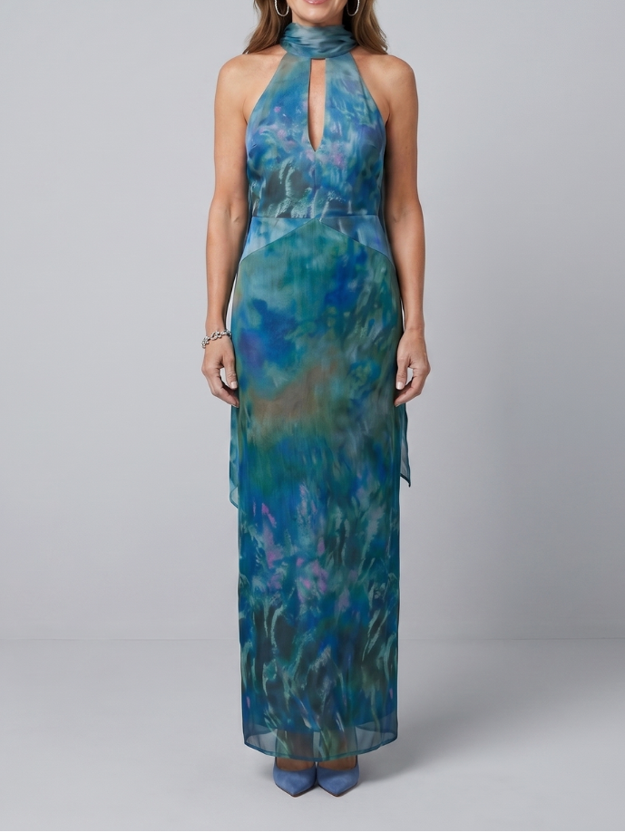 Juniper - Maxikleid ohne Ärmel mit Halterkragen und Ausschnitt