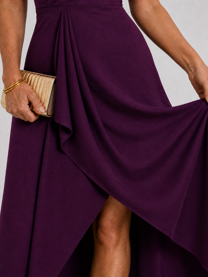 Okla | Ärmelloses Wickelkleid mit V-Ausschnitt & High-Low-Saum