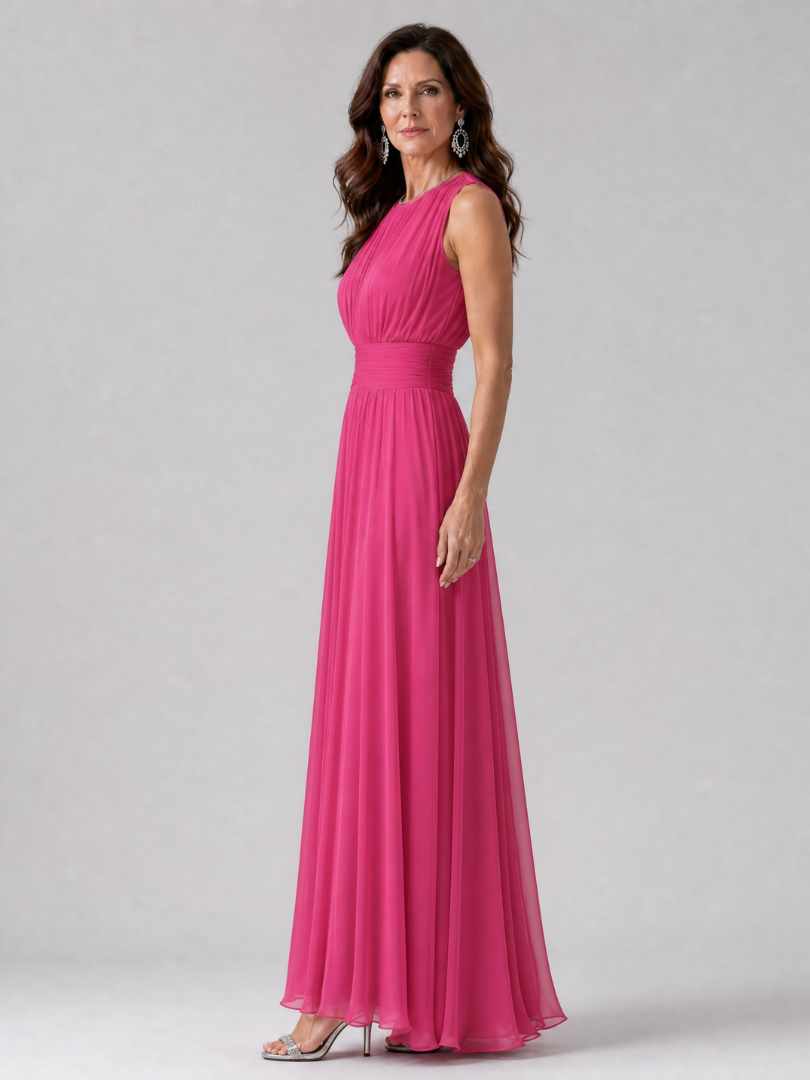 Simran | Ärmelloses Midi-Kleid mit geraffter Taille & fließendem Rock