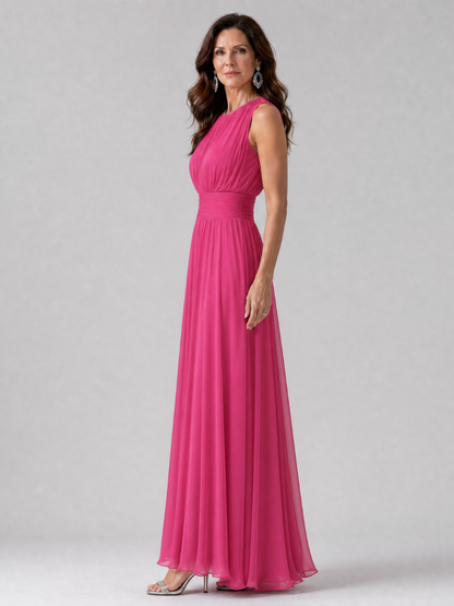 Simran | Ärmelloses Midi-Kleid mit geraffter Taille & fließendem Rock