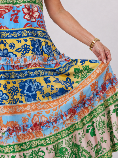 Imene | Ärmelloses Midi-Kleid mit Neckholder & gestuften Paneelen | Leichter Sommerkleid-Look