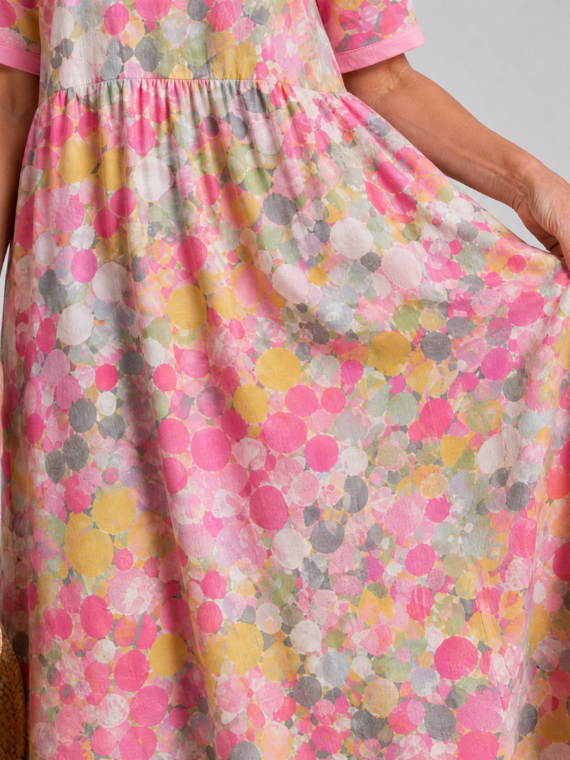 Ysoria | Midi-Kleid mit Halbarm, Rundhalsausschnitt & entspannter Silhouette