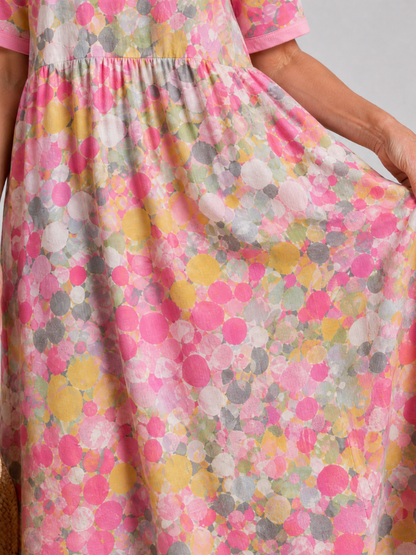 Ysoria | Midi-Kleid mit Halbarm, Rundhalsausschnitt & entspannter Silhouette