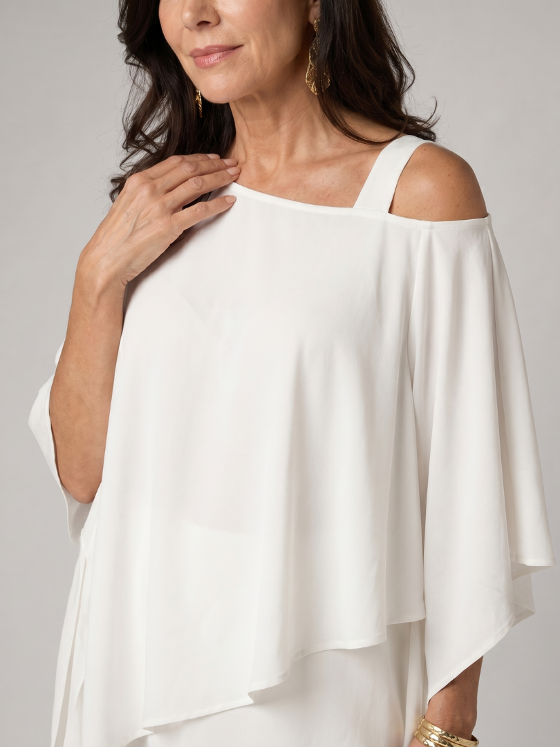 Aurelisse | Zweiteiliges Hosen-Set mit asymmetrischem Überlayer & weitem Ausschnitt