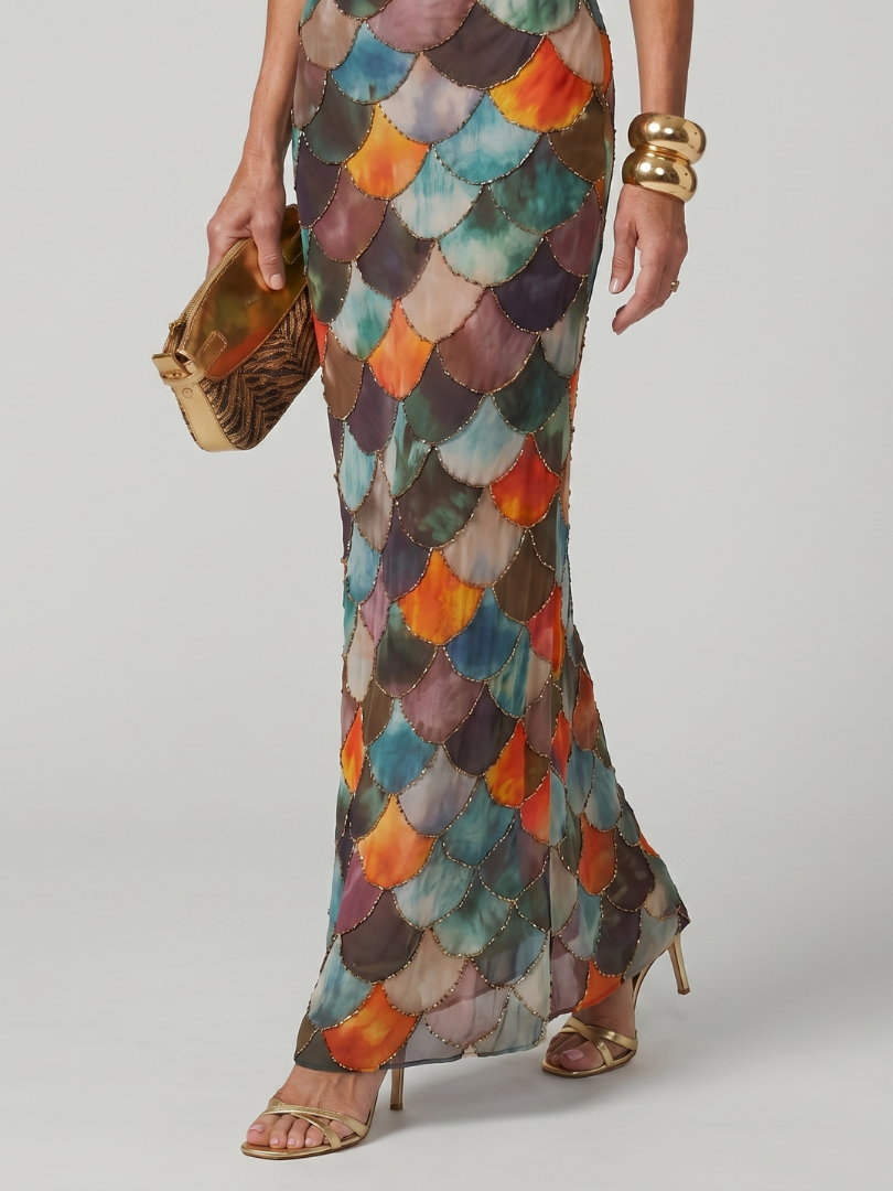 Larkin - Maxikleid mit mehrfarbigem Schuppenmuster