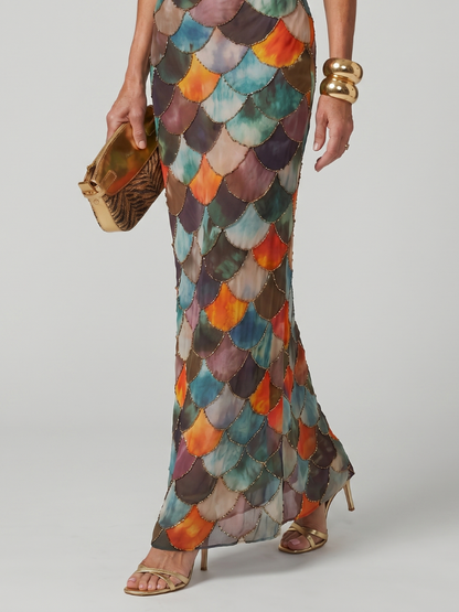 Larkin - Maxikleid mit mehrfarbigem Schuppenmuster