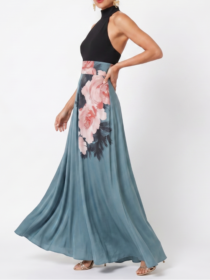 Olympas - Maxikleid mit Trägern und Blumenshirt