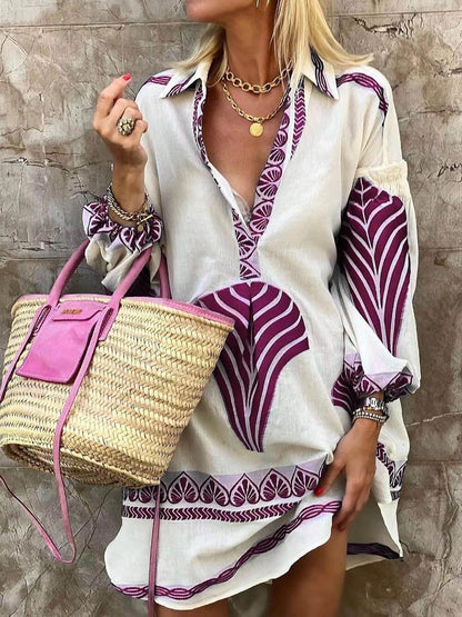 Flore | Tropischer Look Einfach Einzigartiger Druck Urlaub Mini Kleid