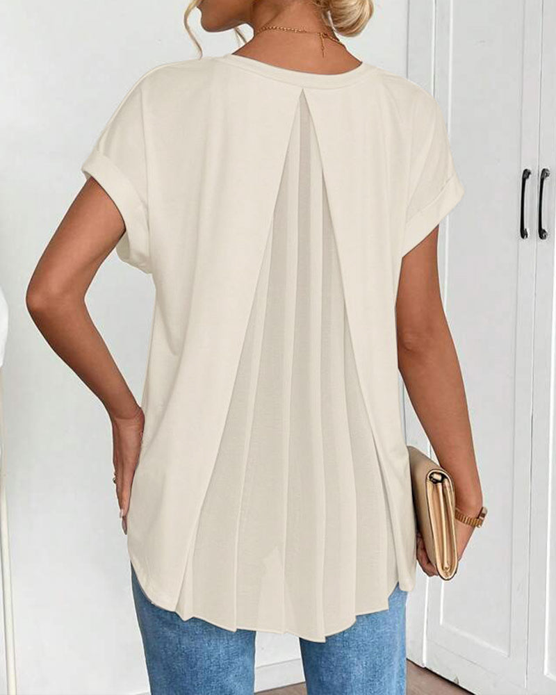 T-Shirt kurzärmelig einfarbig Patchwork